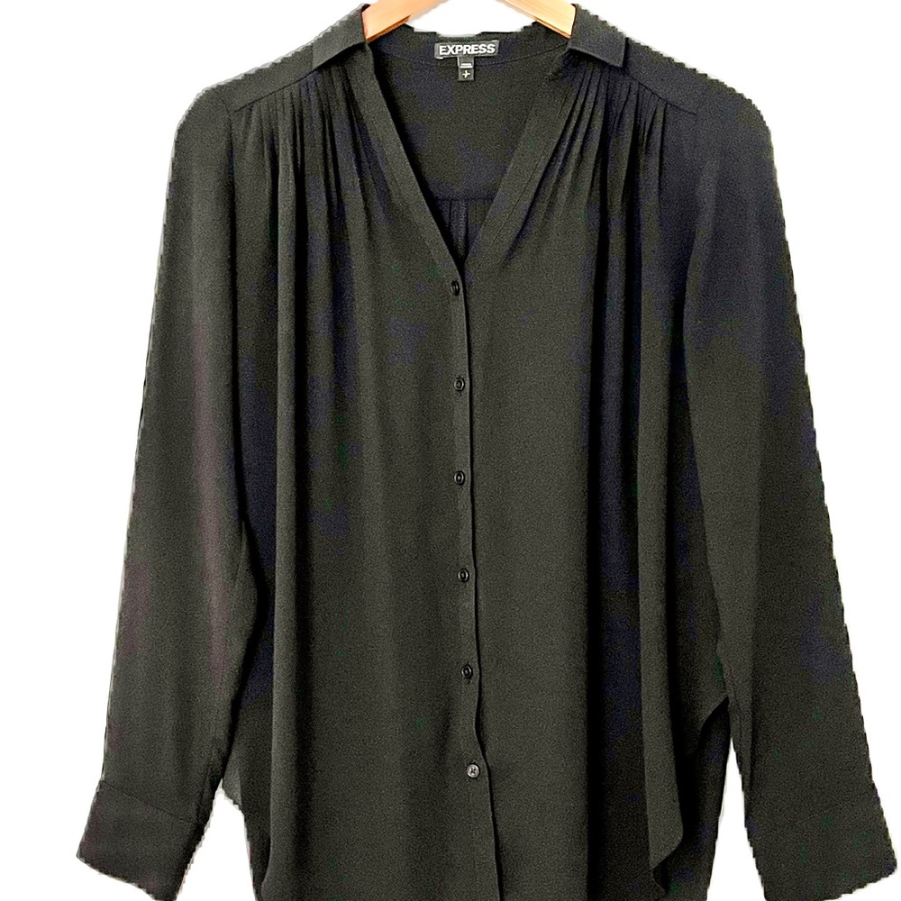 Black Button Down Top By EXPRESS S/P